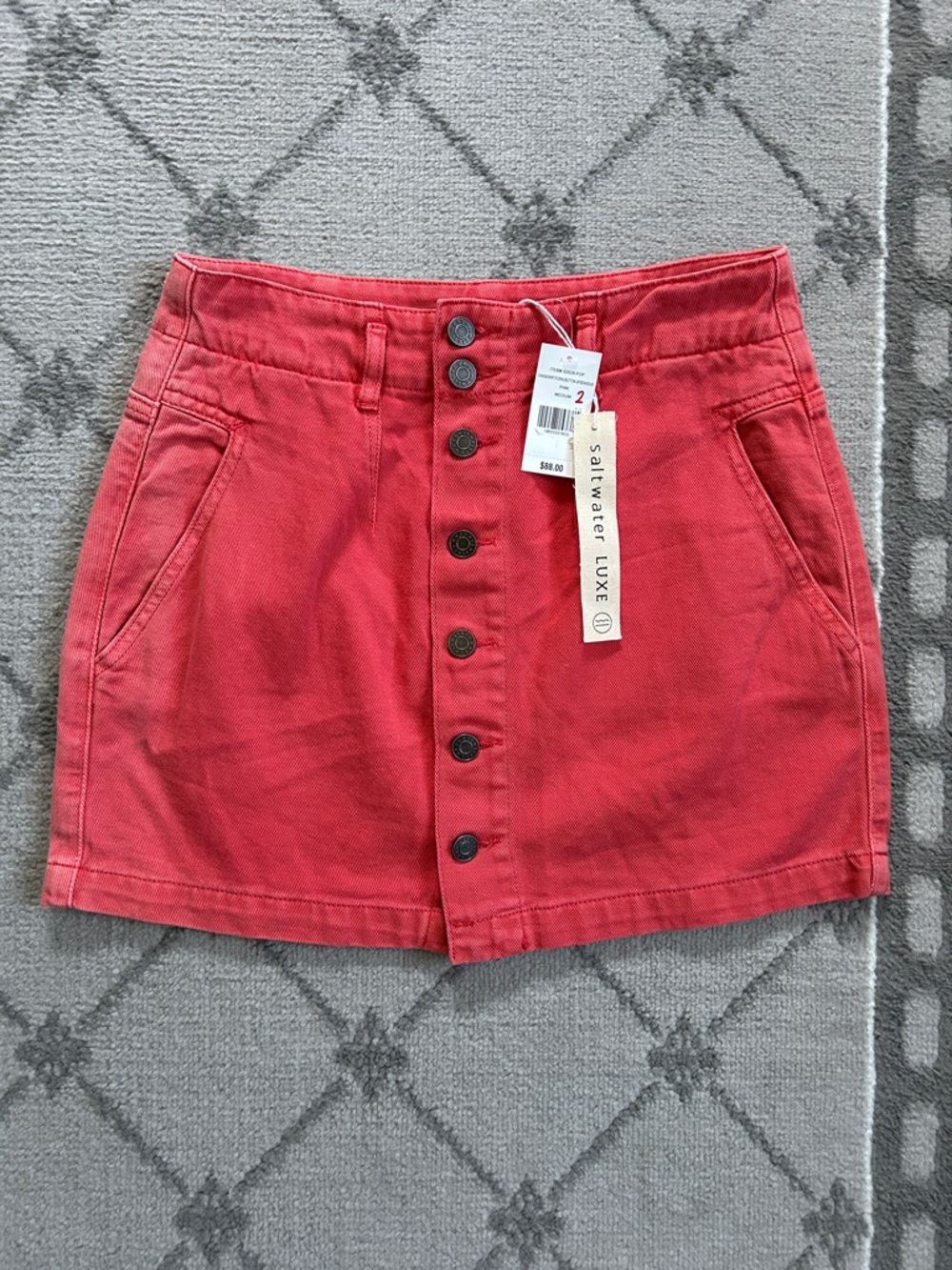 saltwater LUXE Coral Button Front Addy Mini Skirt